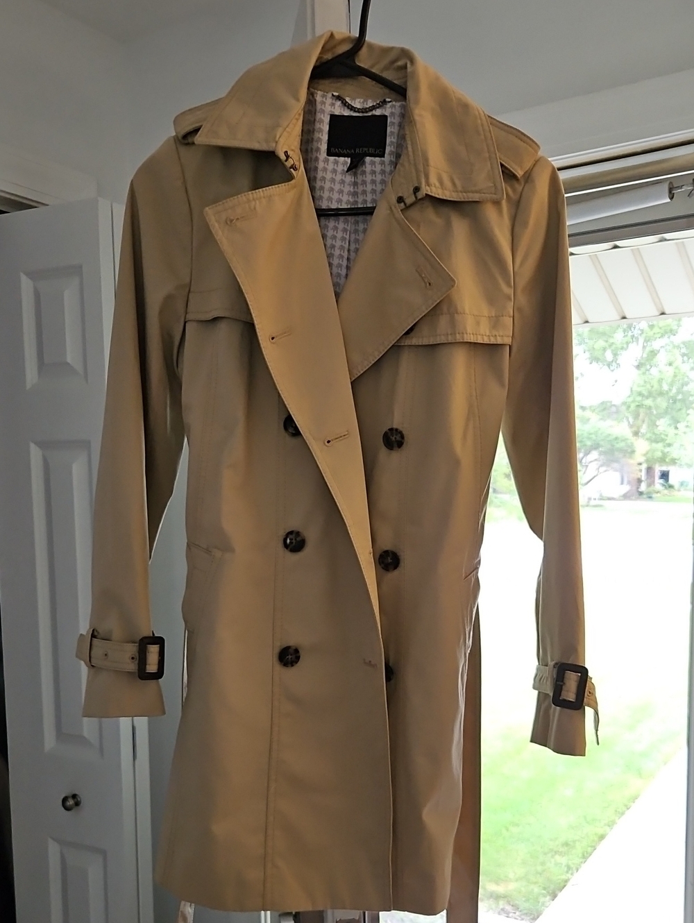 Banana Republic Men's Khaki Double-Breasted Trench Coat